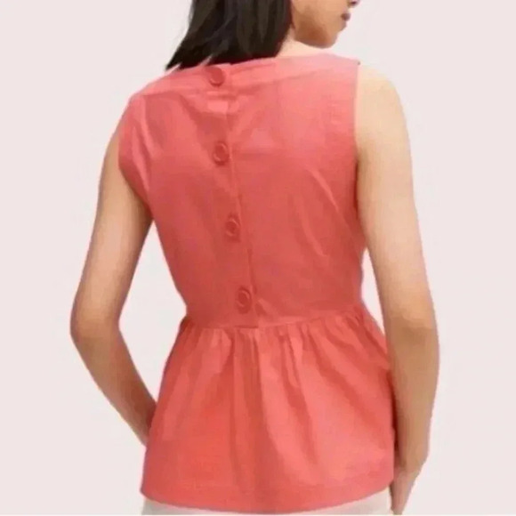 Kate Spade Pink Sherbet Shore Thing Button Back Peplum Top Size 0 - Picture 1 of 9
